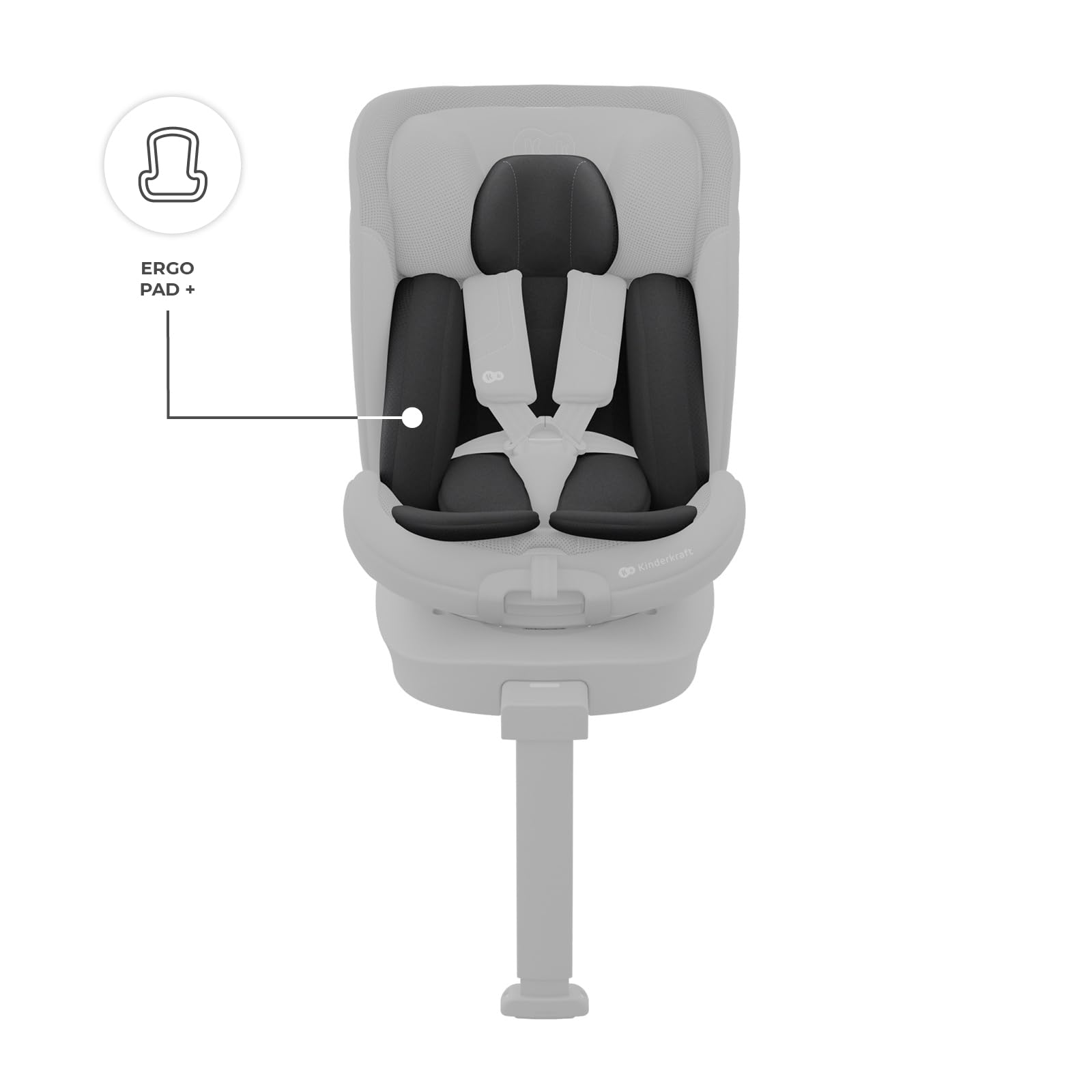 Kinderkraft I-360 2 PRO, fotelik samochodowy i-Size 40–150 cm, obracany 360°, ISOFIX, tyłem i przodem, H-GUARD+, SPS+, EASY SPIN PRO, EASY GROW, od narodzin do 12 lat, Czarny