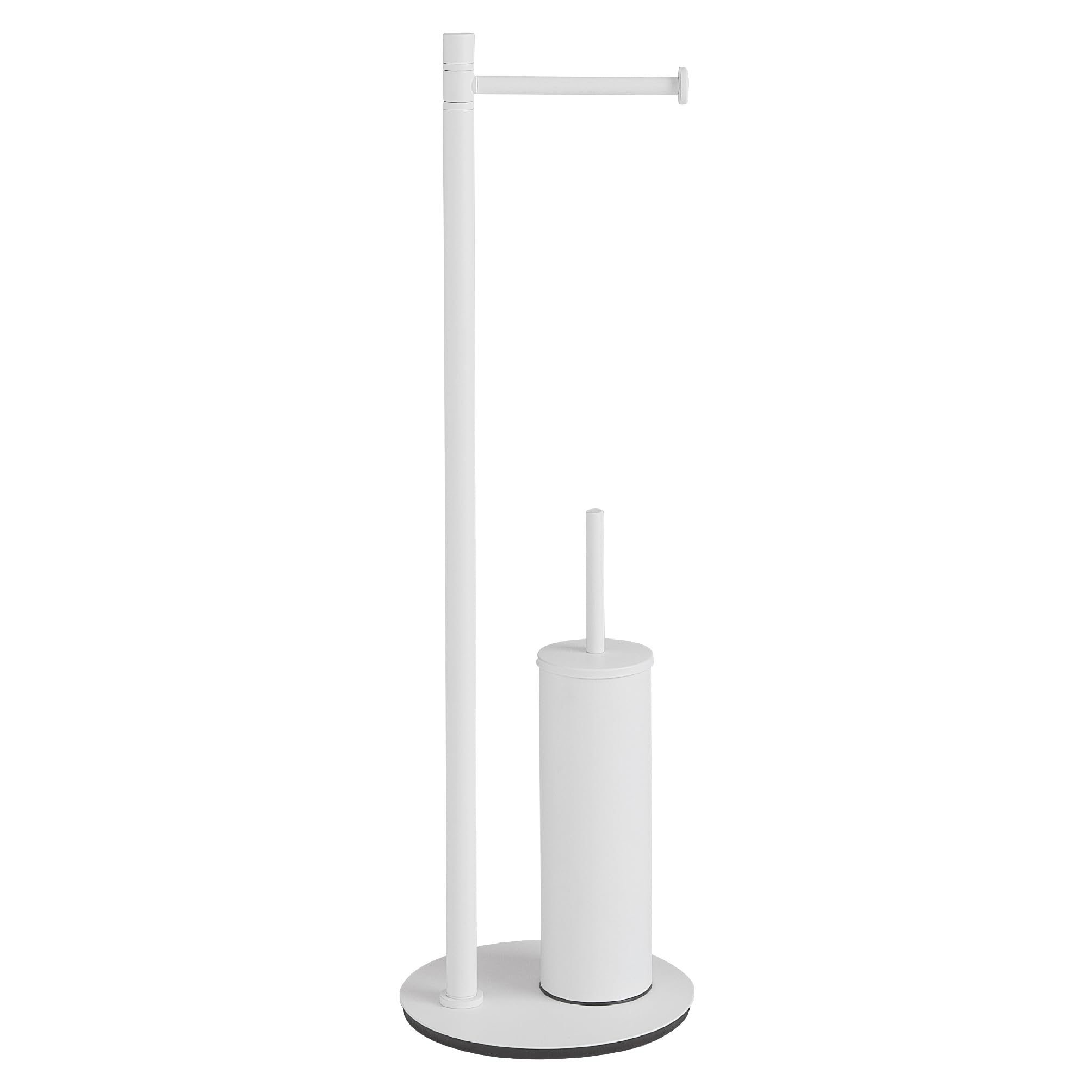 Gedy Mida Escobillero y portarrollos para baño de pie, Blanco Mate, Acero Inoxidable, 20 x 20 x 66,6 cm