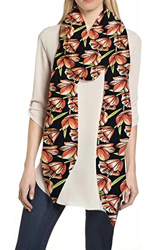 Lina & Lily Tulip Flower Print Women's Scarf Shawl Lightweight