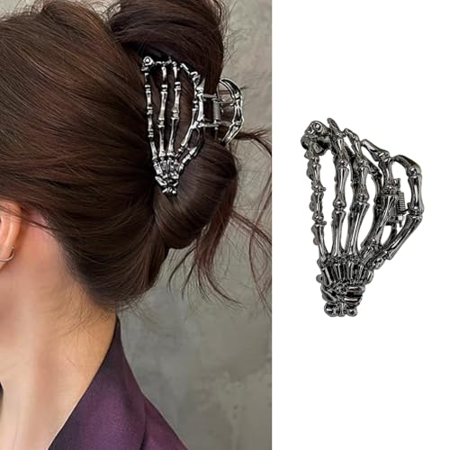 Pinzas de Pelo Calavera Halloween Metal Negro miniatura 1