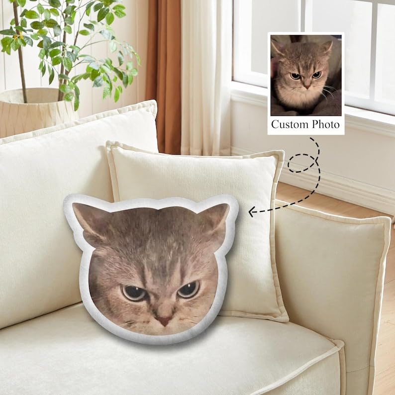 LongGenius Hässliches Haustierkissen mit individuellem Foto, niedliches Hundekissen, personalisiertes Haustier-Gedenkgeschenk, individuell geformtes Kissen