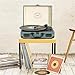 Record Player, Miric Suitcase Record Player with Speakers, 3 Speed Belt-Drive Vinyl Turntable, Portable Record Player for 7/10/12inch Vinyl Records, Support USB/SD/AUX Vinyl Record Player-Jade Blue