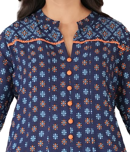 Image of Yash Gallery Women's Rayon Relaxed Fit Anarkali Floral Printed Kurta