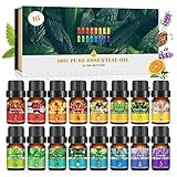 Bledras Kit de 16 Aceites Esenciales, para Difusor, Humidificador de Aromaterapia, Aceites Esenciales Aromáticos, Limoncillo, Azahar, Lavanda, Ylang-Ylang, Regalos para Familias, para Leer, Dormir