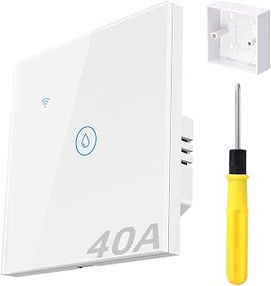 Smart Immersion Heater Timer Switch, 40A 2.4G WIFI Smart Wall Touch Boiler Switch Water Heater Timer Switches Works with Alexa Google Home and SmartLife APP Tuya