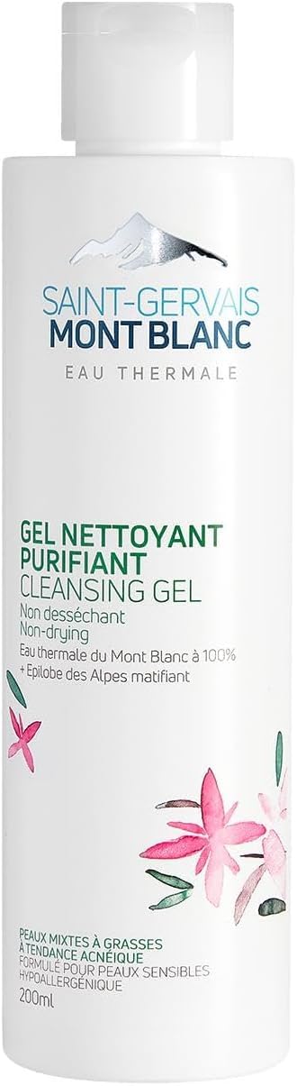 Saint Gervais Mont Blanc Gel Nettoyant Purifiant 200ML, Nettoyant Purifiant pour Peaux Mixtes à Grasses à l’Eau Thermale, Zinc et Acide Salicylique