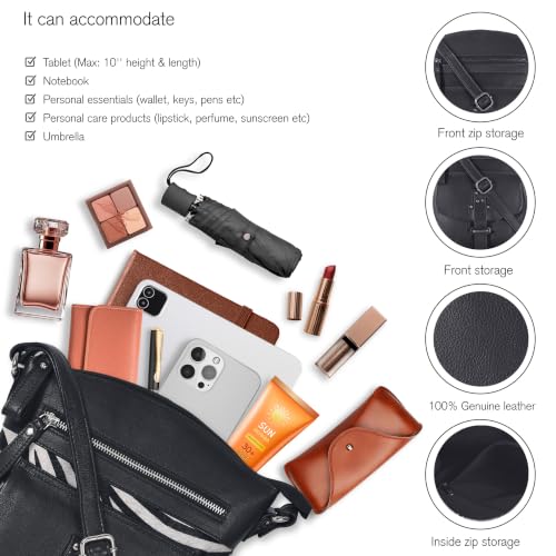 Image of Oak Leathers Leather Crossbody Bag For Women With Adjustable Sling Strap - Medium Size Crossover Shoulder Handbag Purse