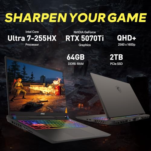 Image of msi Vector 16 HX AI 16 inch QHD+ 240Hz Gaming Laptop, Intel Core Ultra 7 255HX, GeForce RTX 5070 Ti, 64GB DDR5, 3TB Storage(2TB SSD+1TB Docking Station), 24-Zone RGB Keyboard, Wi-Fi 7, Win 11, Gray