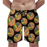 Brasil U.S. Pattern Pizza - Pantalones cortos de playa para hombre con forro de malla de secado rápido