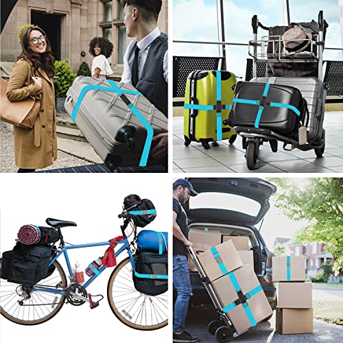 Image of ZINZ 2 PCS High Elastic Suitcase Belt Luggage Straps with Anti-Pinch Buckles, Heavy Duty Bag Bungees Travel Accessories, One Short and One Long,Green
