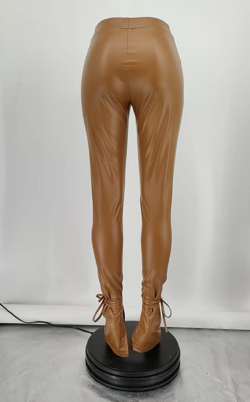 Leggings Donne Donna Alta Elassa Elassione Scrittura Scritture Schedi Pantani di Inlettura-Brown,XXL