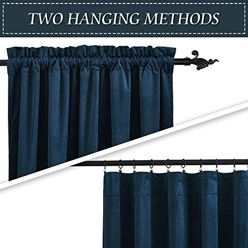 Image of RYB HOME Extra Long Velvet Curtains 102 inches for Sliding Patio Glass Door | Energy Saving, Theraml Privacy, UV Heat Blocking, for Living Room Bedroom Dining Room, Navy Blue, W52 x L102, 2 Panels