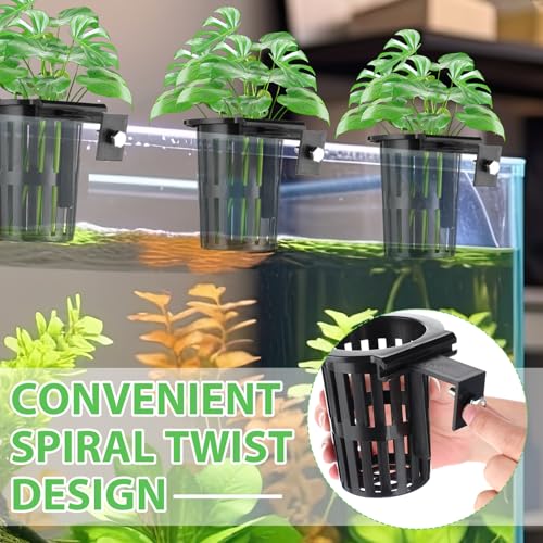 Image of Baderke 8 Pack Aquarium Plant Holder Hanging Aquarium Planter Cup with Extension Hooks for Fish Tank Aquatic Plants Decorations