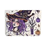 LRHCNZDCP Magic Witch Witchcraft Bohemian Drawing Printed Laptop Sleeve 13 Inch Leather Laptop Case Computer Bag Cover for Travel, Work, Business, Magische Hexe Hexerei böhmische Zeichnung