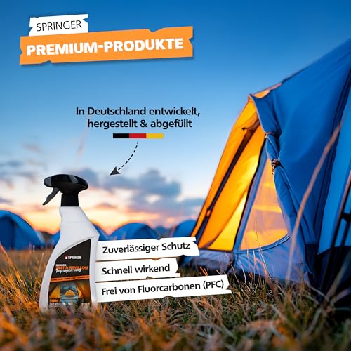 SPRINGER HX4000 - - Outdoor Imprägnierung 500 ml - - Made in Germany - - Imprägnierspray für Zelt, Pavillon, Markise, etc. - - Hält Textilien wasserdicht - - Atmungsaktiver Langzeitschutz