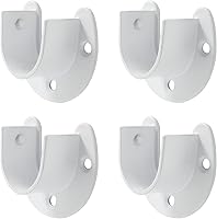 Vista 5 de 4 Pcs White Closet Rod Brackets, 1 Inch U-Shaped Closet Pole Sockets,Stainless Steel Closet Rod End Supports with Screws for Closet Shelf Wardrobe