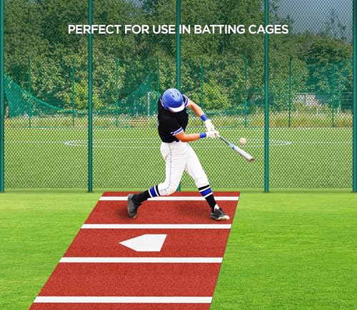 Batting Mat Baseball Hitting Mat Baseball Batting Cage Mat 11' x 5' Regulation Size Turf Batters Box Mat with Home Plate and Anti Fade Turf