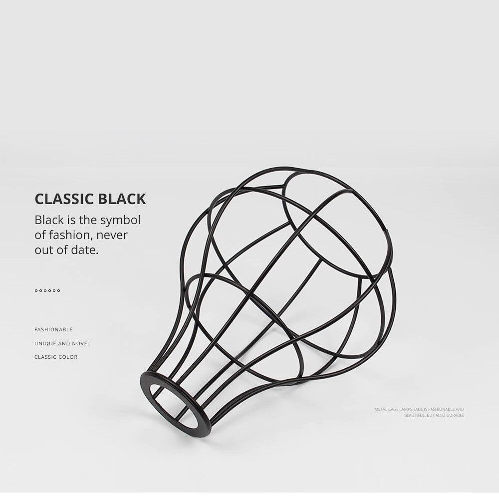 DC VOLTAGE 2 Pack of Metal 16cm Diameter Round Shape Black Cage Indoor Hanging Vintage Pendant E27 Light Shade Easy Fit for Living Room Bedroom Restaurants Kitchen - Image 4