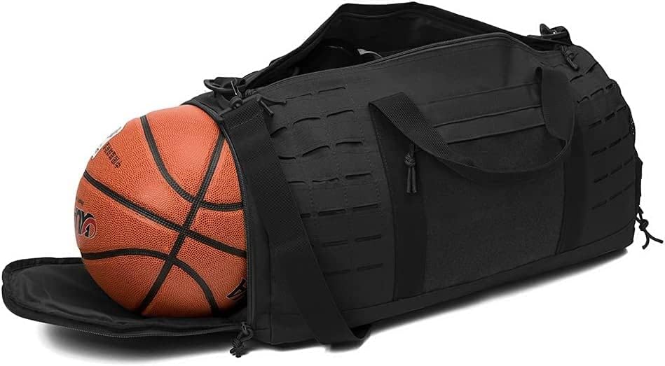 Miniatura 5 de Bolsa de lona táctica militar de 40 L, bolsa de gimnasio, bolsa deportiva de viaje, entrenamiento de fitness, lona impermeable con compartimento