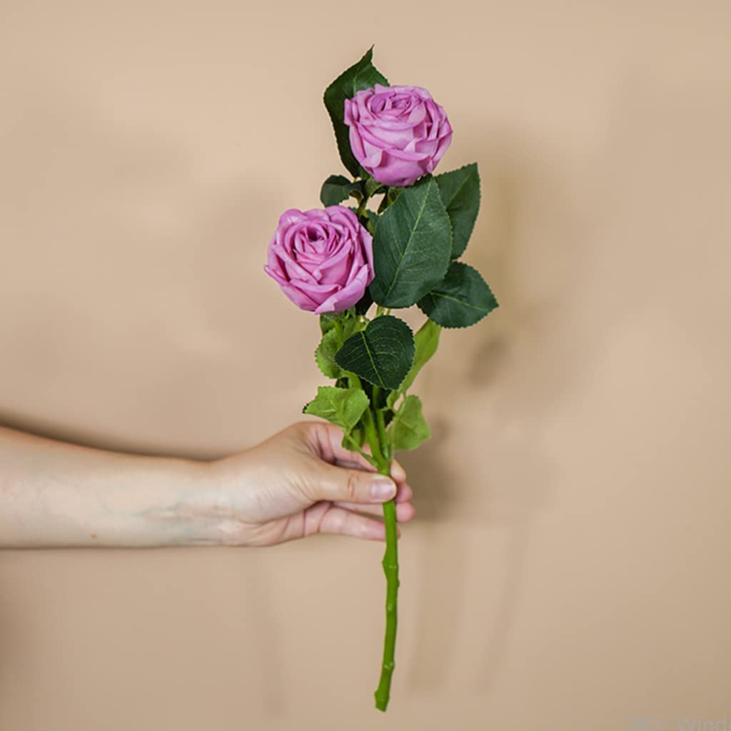 XDLEDMKIZ Moisturizing Artificial Flowers,Silk Double Head Roses with Stem Flowers Bouquet,Fake Rose Flowers for Wedding Home Decor
