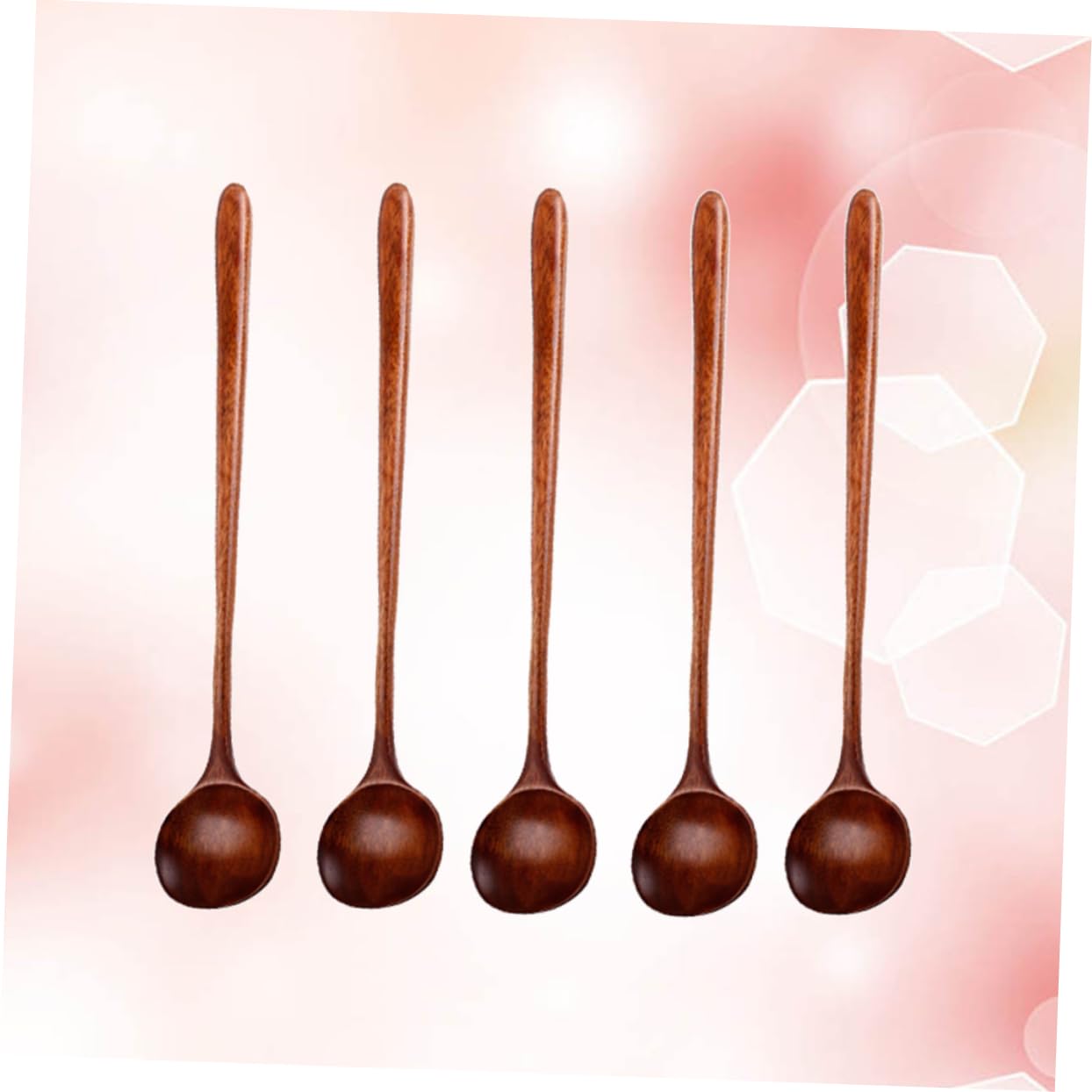 Cucharas de Madera for cocinar, 5 Piezas Cucharas de Cocina Electrodomésticos de Cocina Utensilios de Cocina Herramientas de Cocina Cucharón de Sopa Cucharas de Mango Largo Cuchara pequeña