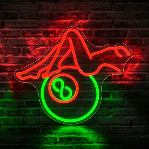Image of Billiards Lady Neon Sign, JGHTURIE Back Led Neon Signs for Wall Decor - Red Light Up Sign Preppy Girls Bar Pool Table Accessories Game Room Birthday Party Decor Gift USB Powered