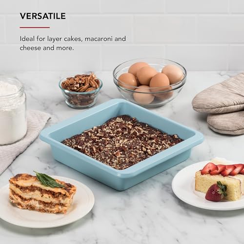 Image of KitchenAid Nonstick Aluminized Steel Square Cake Pan, Dishwasher Safe, Mineral Water, 9 Inch