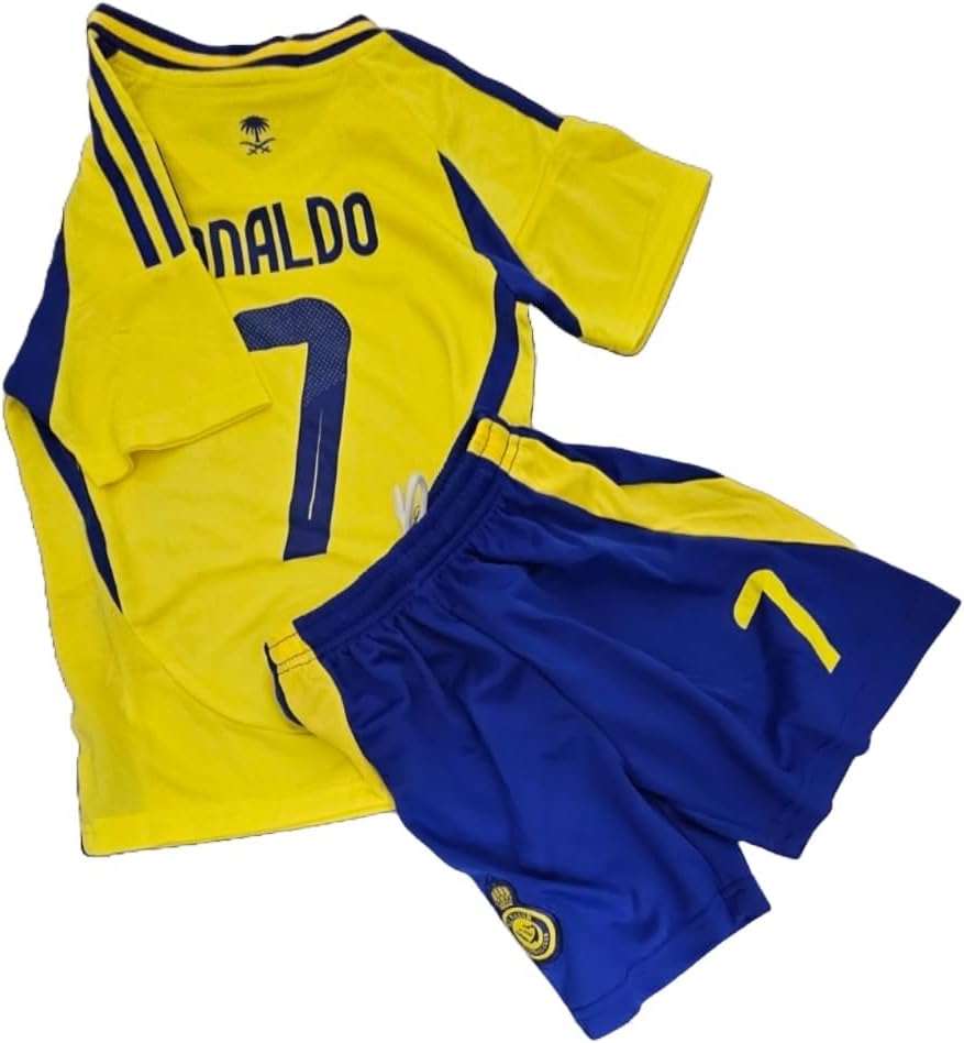 Jersey Kids Uniform AL NASSR Fc Saudi Arabia Blue and Yellow 7