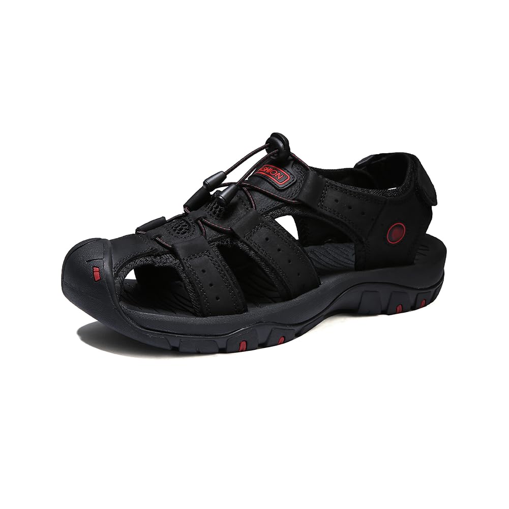 Sandali da uomo con punta chiusa, scarpe da spiaggia in pelle da pescatore d'acqua salata, impermeabili, per sport e escursioni