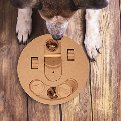 Relaxdays interaktives Intelligenzspielzeug, für Hunde, Futterspielzeug, Leckerli verstecken, Schnüffelspiel, MDF, natur