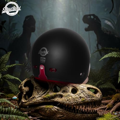 Image of Steelbird SBH-67 Retro 5.0 DOT and ISI Certified Open Face Helmet for Men and Women