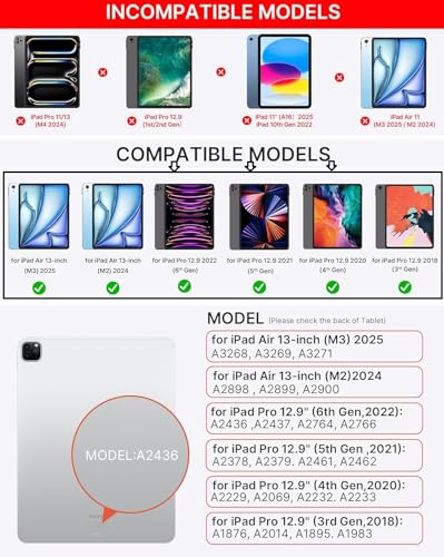 Image of typecase Edge for iPad Air 13 (M4 /M3 /M2, 2026 /2025 /2024) & Pro 12.9 (6th /5th /4th /3rd) with 11-Color Backlit, Precision Trackpad, Magic Floating Keyboard (NOT FIT to Pro 13 (M5 /M4) -Raspberry'26