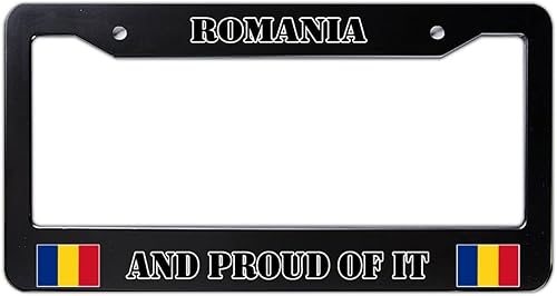 Marco de matrícula con bandera de Rumania y Proud of It, decorativo de metal para placa de automóvil, letrero de recuerdo de país, bandera nacional,
