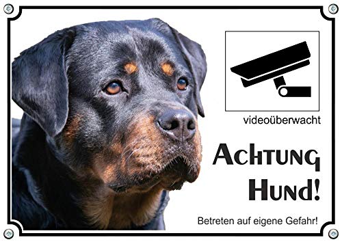 Cartello Attenzione Cane Rottweiler - Segnale Di Avviso Per Recinzione, Protezione Anti-intrusione Resistente Agli Agenti Atmosferici
