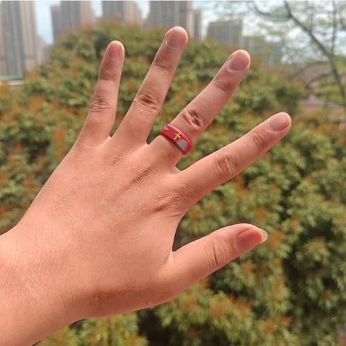 Christian Silicone Rings for Men & Women - 8.2mm Wedding Bands with Gold Plated Cross & Engraved Bible Verse, Two-tone Bevel Edge Religious Jewelry, Size 5-132