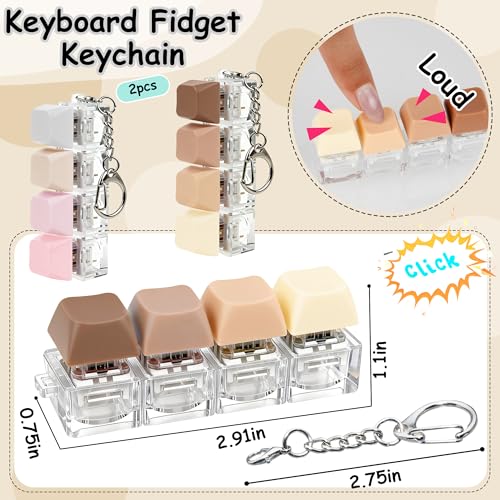 Image of 2 Keyboard Fidget Toys,Keyboard Fidget Keychain 4 in 1 Keyboard Decompression Button Finger Clicker Toys,Button Stress Relief Fidget Gift(Malandy)