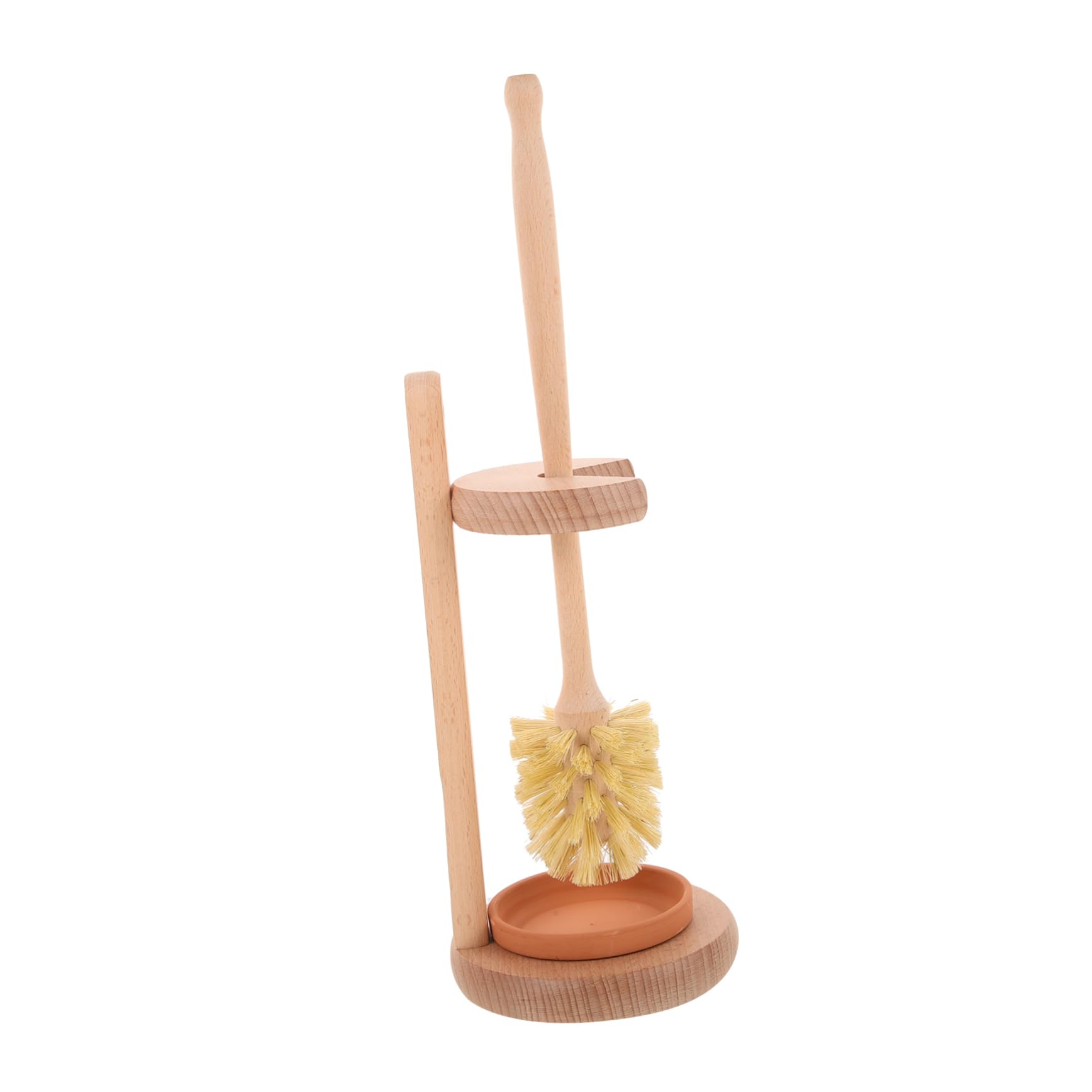 Cepillo de Limpieza para Inodoro con Base de Madera y Cerámica, 1 Juego