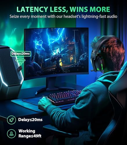 Image of Vakedy Wireless Gaming Headset for PS5,PS4,PC,Switch, 2.4GHz USB & BT 5.4 | Noise Canceling Mic, Lossless Audio-50H Batt, Works with PS4, Mac & Mobile, Ideal for Fortnite & Call of Duty & RGB
