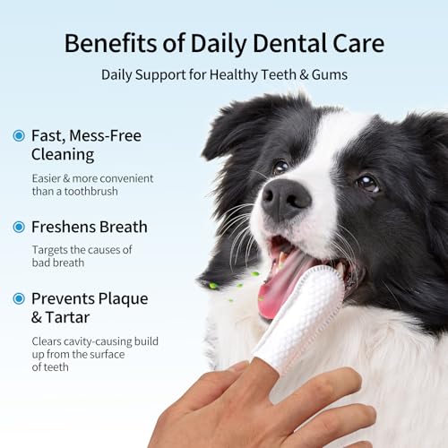 Funfawn Dog Teeth Cleaning Finger Wipes - Pet Dental Care Wipes for Dogs & Cats - Freshens Breath - Remove Plaque and Tartar - Disposable Gentle Cleaning & Gum Care Dog Finger Toothbrush - 50 Pcs - Image 3