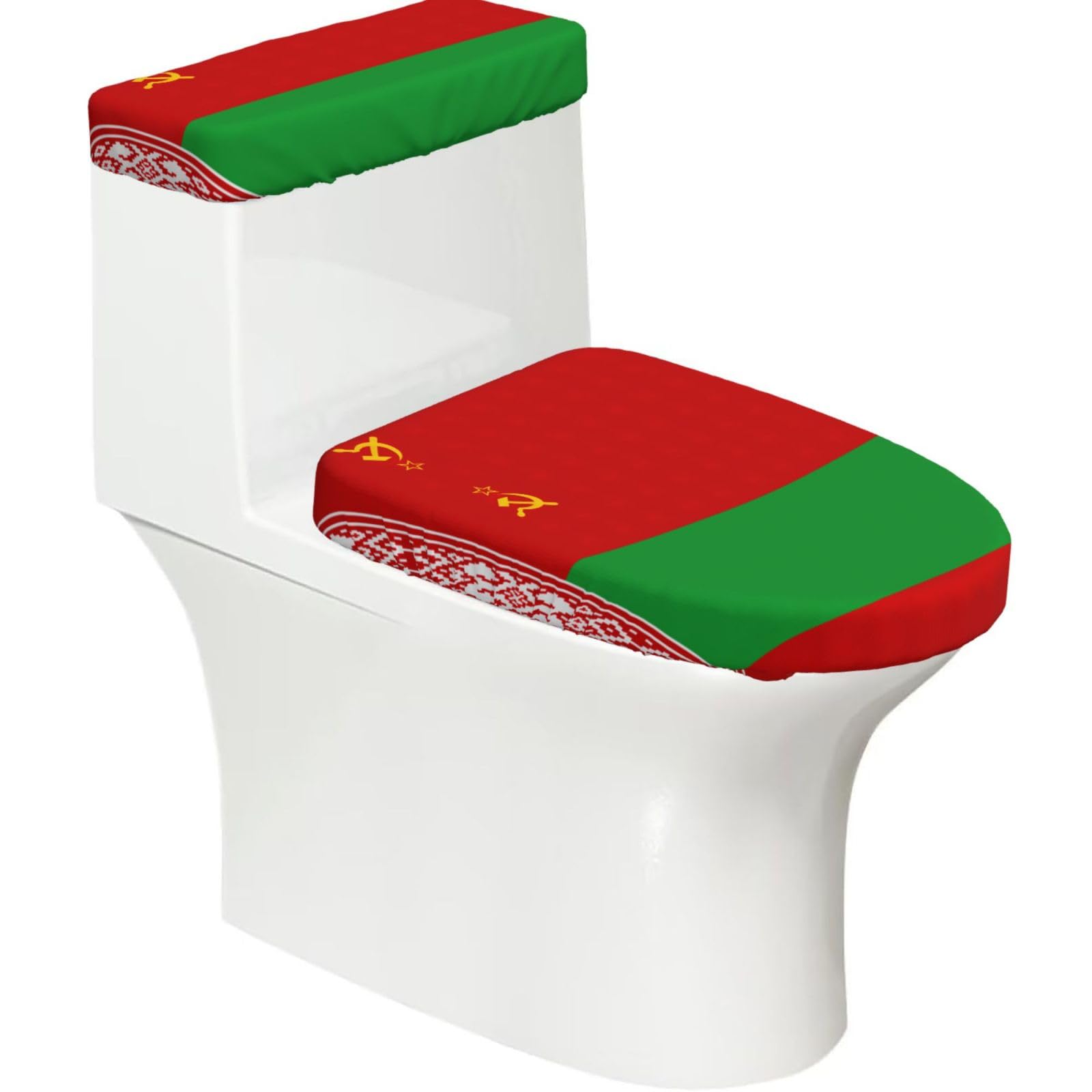 Flag Of Belarus Print Bathroom Decor Toilet Lid Cover And Tank Covers, Restroom Accessories Fits Most Round