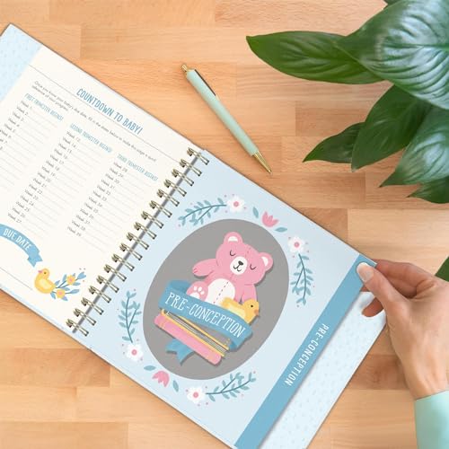Image of Studio Oh! Guided Pregnancy Journal - Bump for Joy - Beautifully Illustrated Hardcover Journal with Storage Pockets Creates a Keepsake of Maternity Memories, Blue