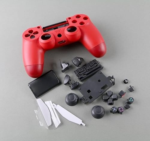 Narwhalss PS4コントローラー用交換カバーセット DIY 着せ替えケース 修理部品キット 交換シェル／ボタン／スティックキャップ／タッチパッド付 JDM040/PS4 4.0 のみ対応 (レッド)