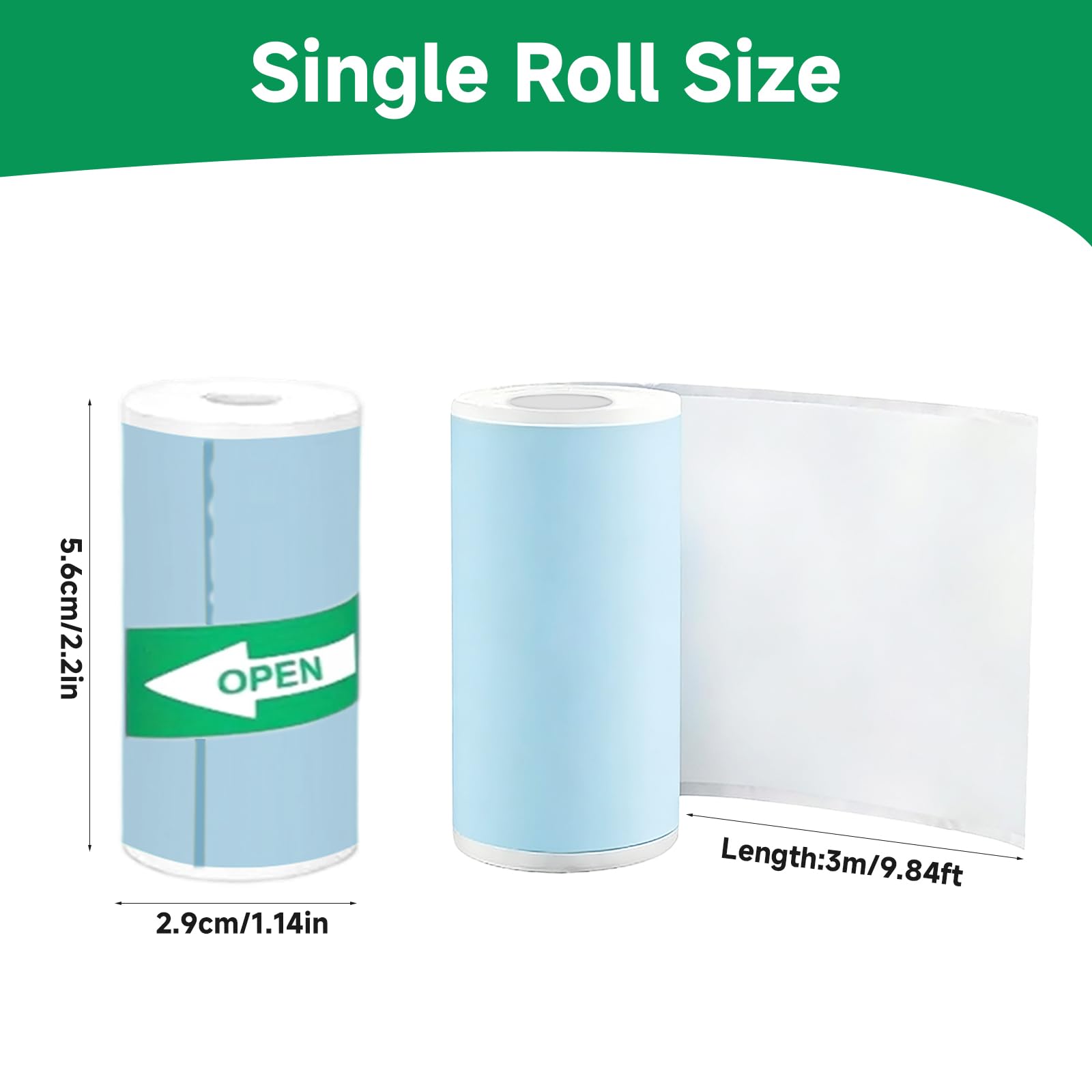 10 Rolek Papieru Termicznego, Naklejki Samoprzylepne do Mini Drukarki, 57 x 25 mm, Rolki Papieru Termicznego do Aparatu Dziecięcego, Mini Kolorowego do Drukowania
