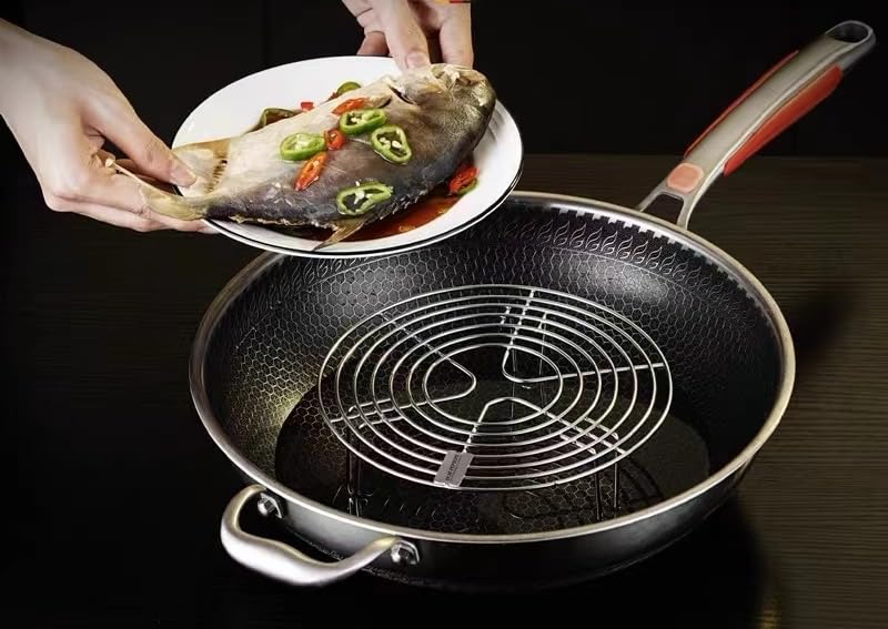 Estantes redondos de enfriamiento para cocinar, estante de acero inoxidable para salvamanteles de vapor, estante redondo para conservas, soporte de vapor de olla de alambre para freidora de aire 7