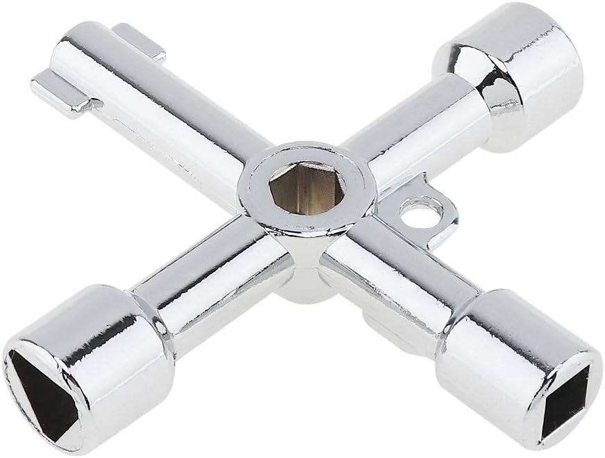 4-Way Multi-Functional Utilities Key - Plumbing Wrench and Opening Tool for Electric Control Water Gas Meter Box Cupboard Cabinet Train