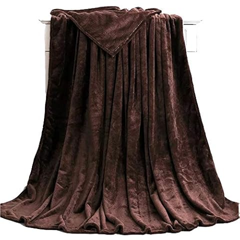 LOLPI Fleece Blankets Coral Plush Soft Fluffy Warm Reversible Microfiber Solid Blanket (180 * 200cm,brown) Cover