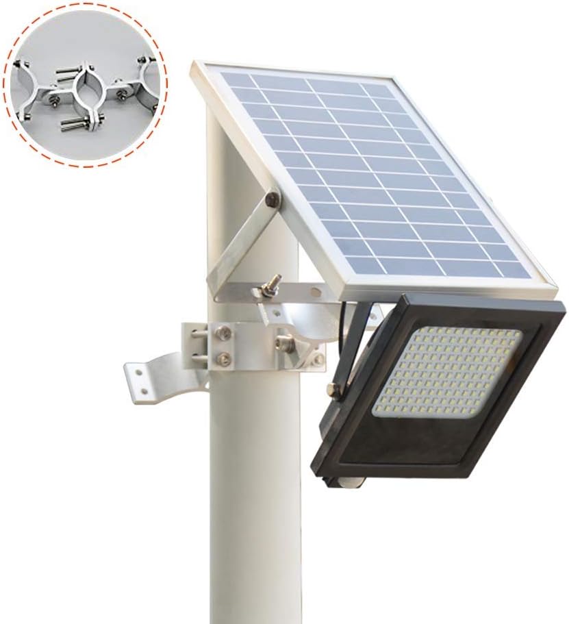 Sunwebcam 120 LED Solar Powered FloodLights, Outdoor Security Light 1000 Lumen, IP65 Waterproof with Lamppost Connector Auto-on/off and Smart Motion Sensor for Lawn Garden Landscape Shed Lawn, Black