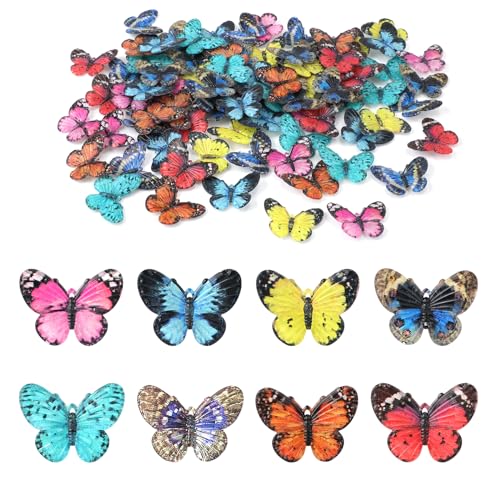 Papillons en résine miniatures pour décoration de jardin de rêve et paysage de maison de poupée 80pcs