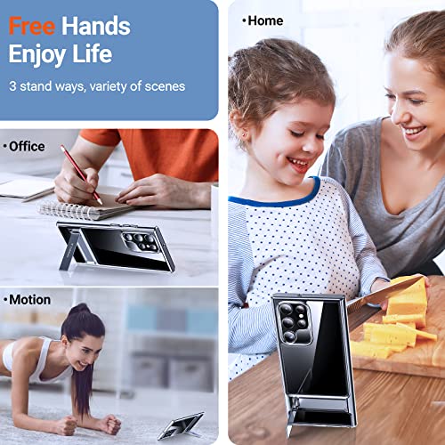 Torras Moonclimber Galaxy S22 Ultra Case [Upgraded Armor-Level Shockproof][3 Stand Ways] Ultra Hd Clear Slim Hard Kickstand Protective Compatible For Samsung Galaxy S22 Ultra Case thumb #2