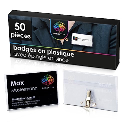 Lot de 50 Badges Nominatifs Avec Bande Porte-Carte Lot de 50 Badges Nominatifs Avec Bande Porte-Carte